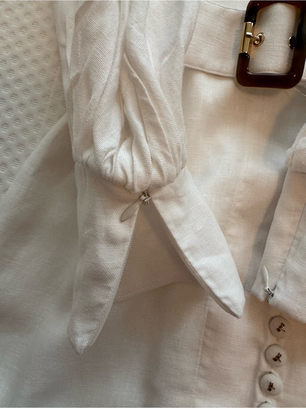 Zimmermann White Button-Front Belted Mini Dress Size 1 - Picture 9 of 13